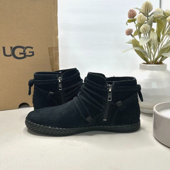 UGG Rianne Suede Ankle Boots Zipper Black 1123598 Women's US 6.5 NWB - Picture 6 of 10